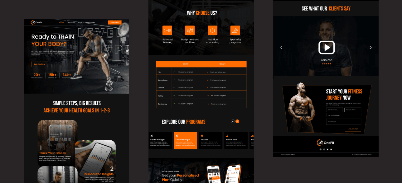 Personalized fitness website for trainers and clients