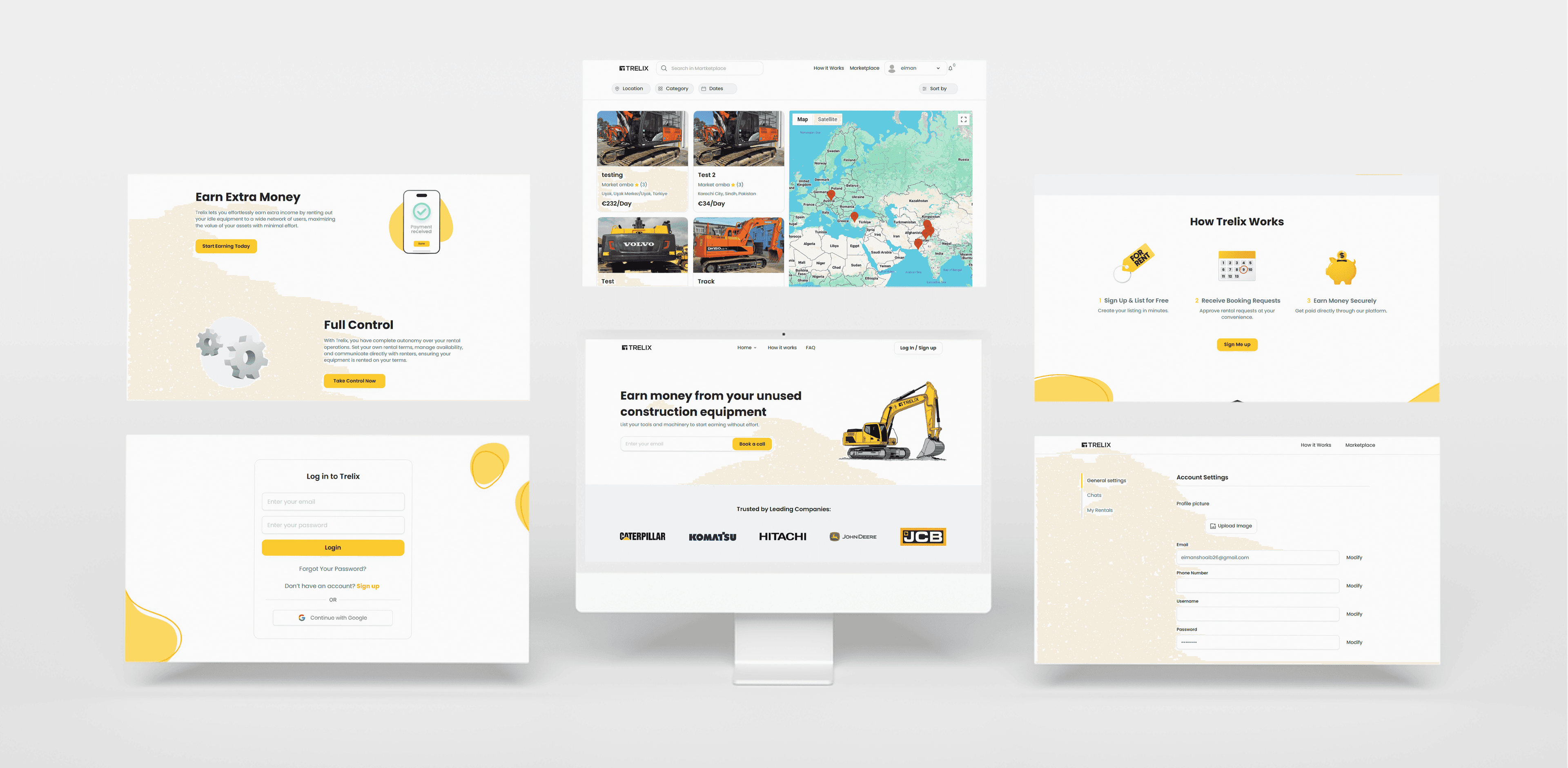 Digital rental platform for heavy equipment