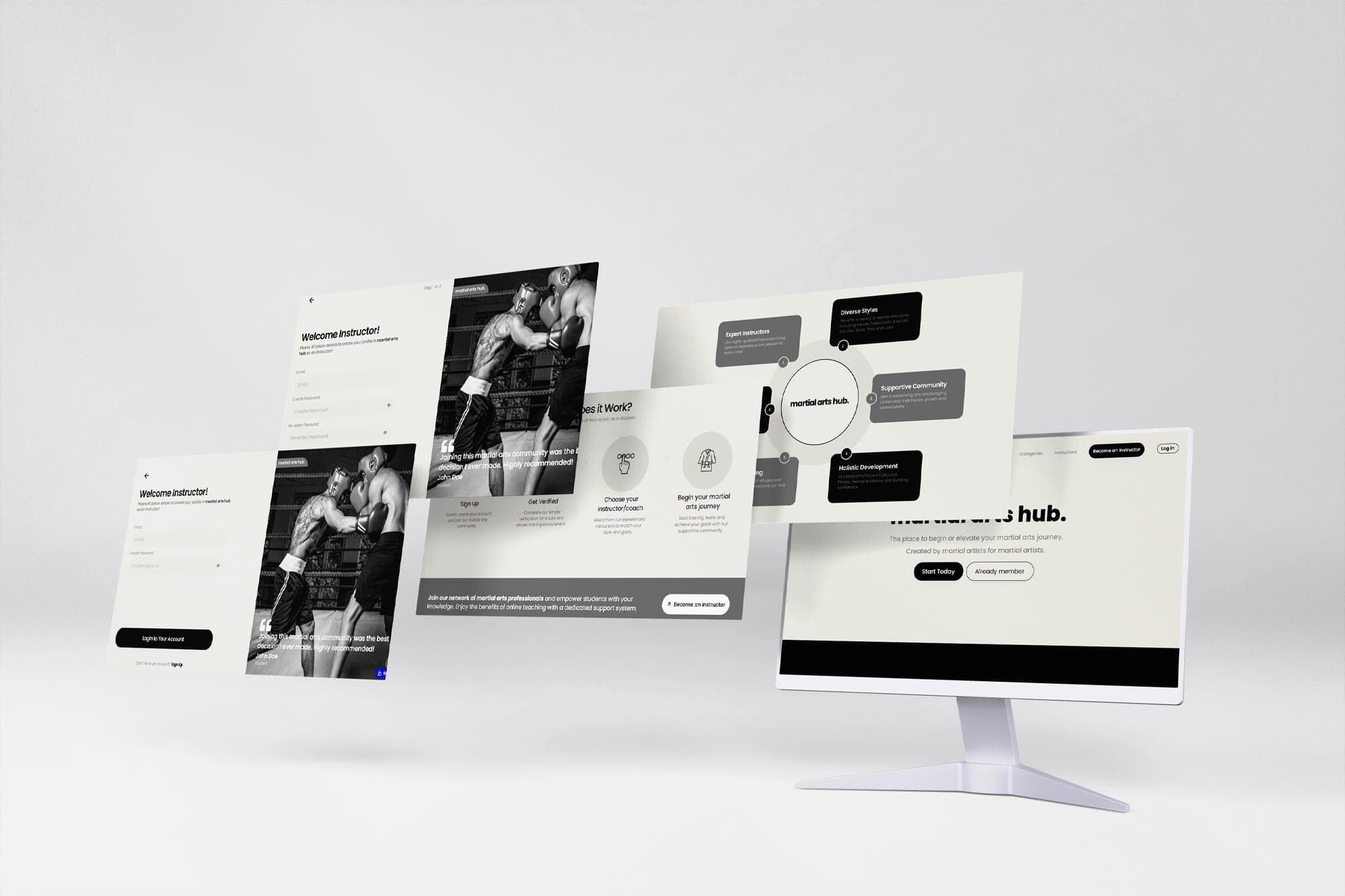 Seamlessly connect martial artists with global training resources.